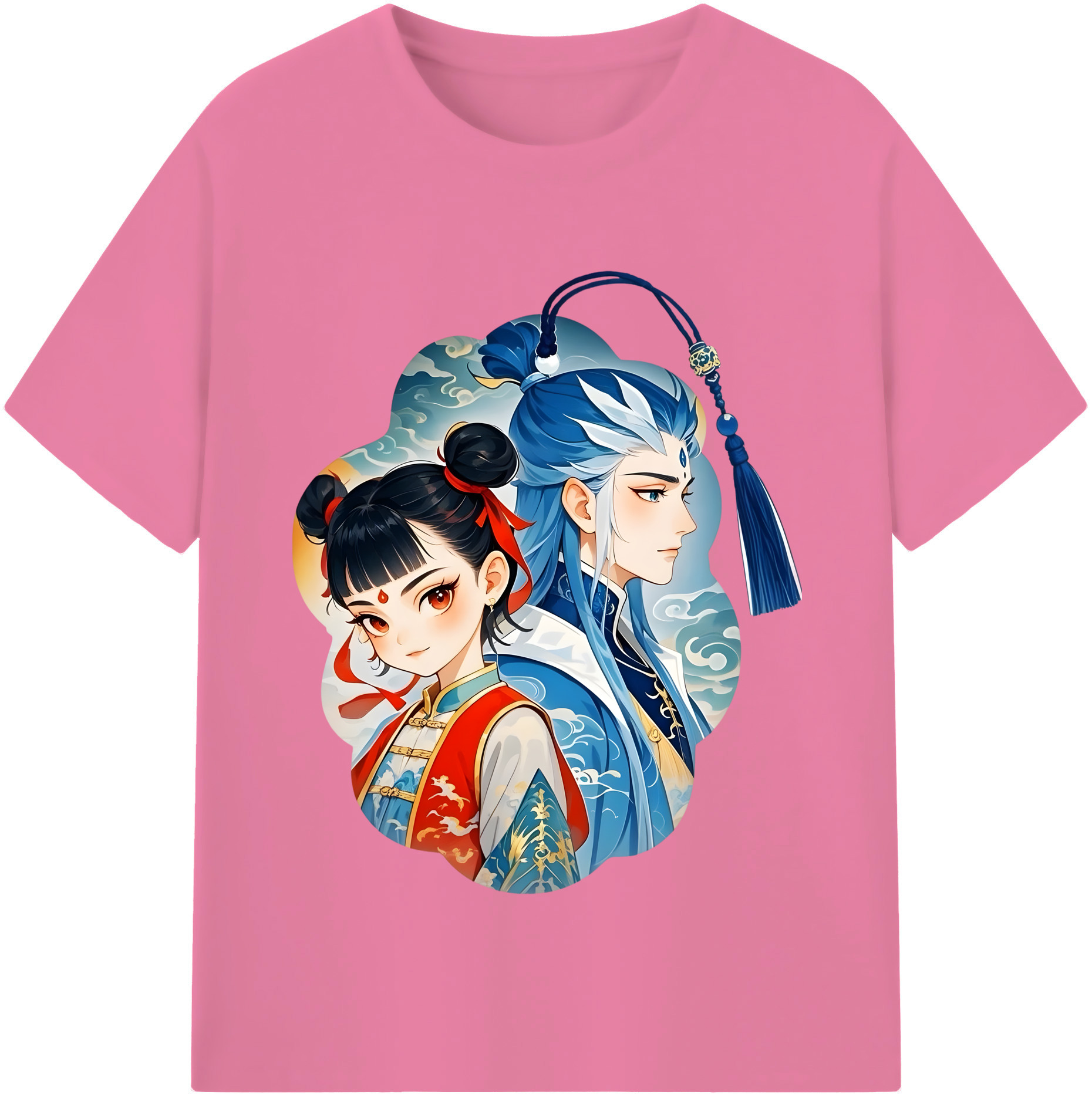 （画像用） Ne Zha 2 ナタ 魔童の大暴れ 綿100％半袖Tシャツ（フロントプリント）